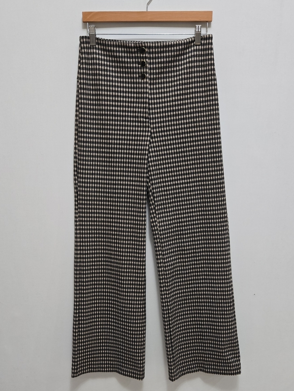 Ann Taylor High Waisted Wide Leg Trouser Pants Size 6 Gingham Plaid Checkered